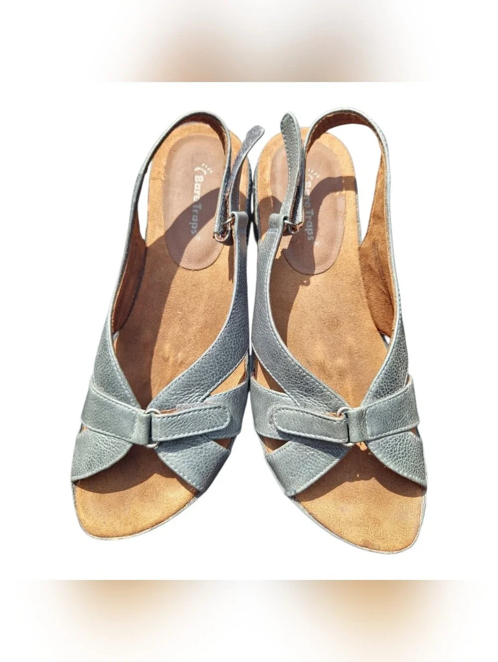 BareTraps Muted Blue Slingback Peep Toe Sandals Size 10M Coastal Grandma Granola
